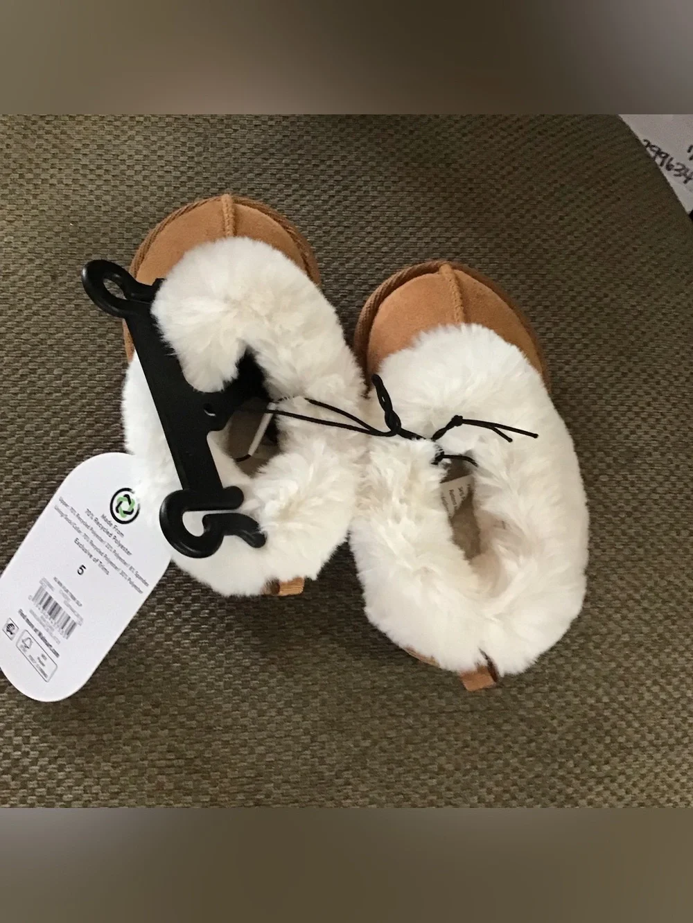 Wonder Nation Baby Girls Faux Fur Trim Slippers